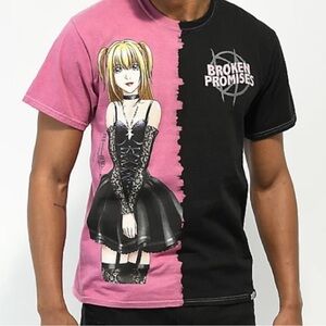 Broken Promises Pink and Black Graphic Anime Death Note Tee